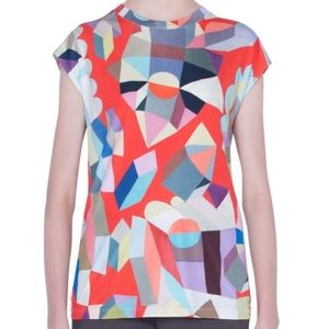 Akris indian summer print silk jersey top